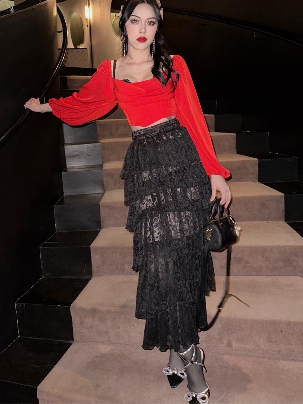 Lacemade Phantom Canary Skirt Black Lacy Maxi Skirt